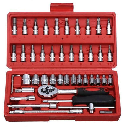 Professional 46-Piece Socket Wrench Set – Versatile Tool Kit for Car and Home Repair - Wnkrs