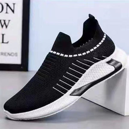 Fashion Mesh Sock Shoes With Striped Design Men Outdoor Breathable Slip-on Sneakers Csuale Lightweight Running Sports Shoes - Wnkrs