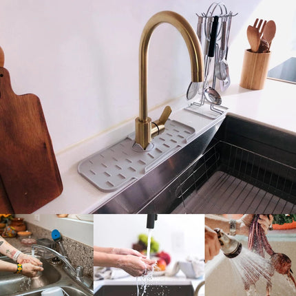 Kitchen Silicone  Faucet Absorbent Mat Sink Splash Guard Silicone Faucet Splash Catcher Countertop Protector For Bathroom Kitchen Gadgets - Wnkrs