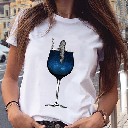 Camiseta de Mujer con Estampado Vino
