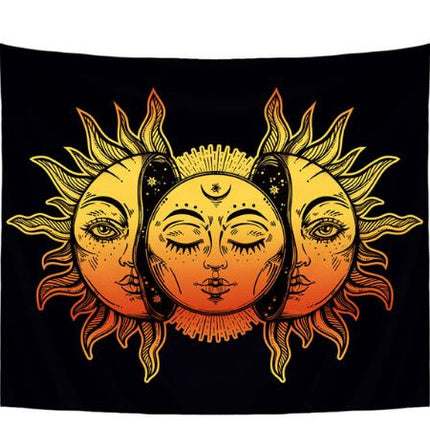 Smiry Mandala Indian Style Short Plush Tapestry Religion Sun Print Hanging Yoga Mat 148X130cm Decorative Bedroom Office - Wnkrs