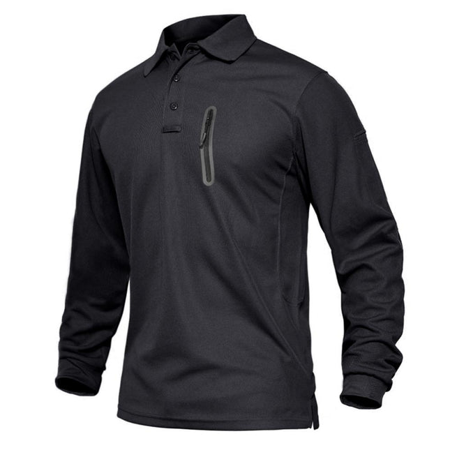 Men's Tactical Golf Polo Shirt with Chest Zipper Pocket - Wnkrs