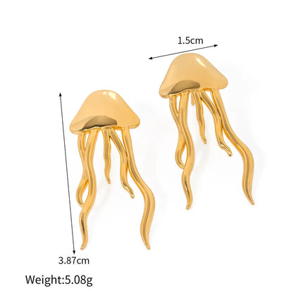 Pendientes de botón con forma de medusa en color oro de 18 quilates