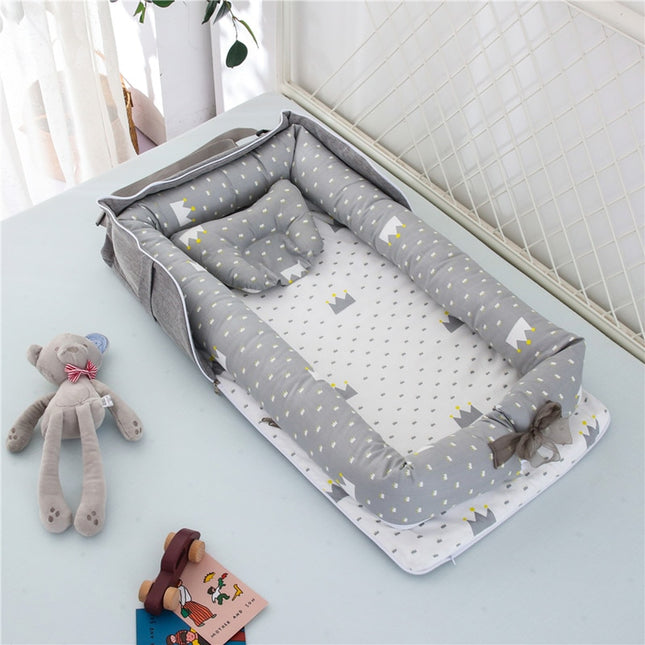 Portable Babies Printed Cotton Bed - Wnkrs
