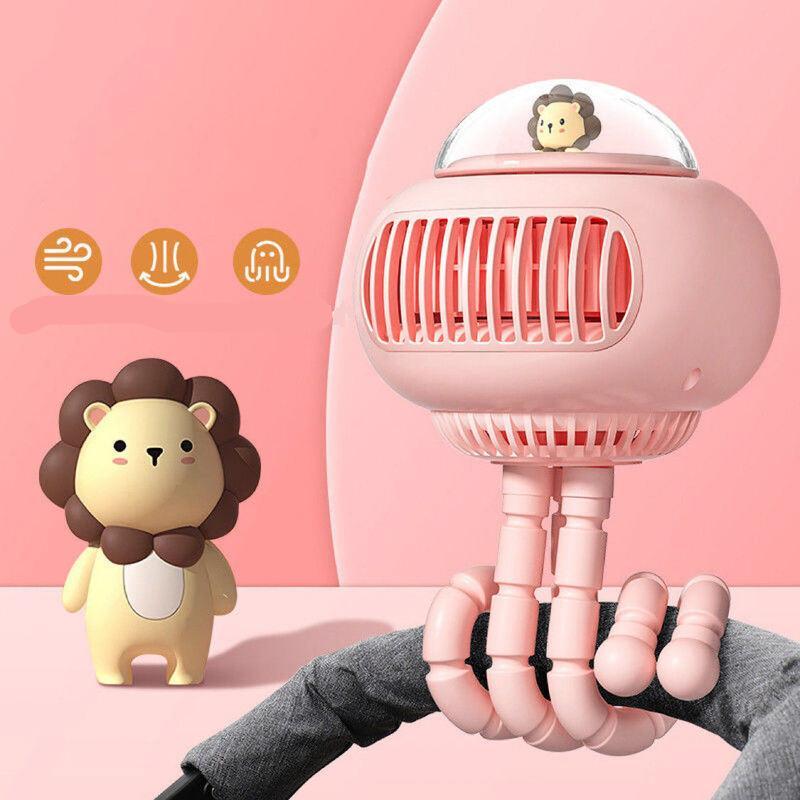 Cartoon Rechargeable Fan with Four Speeds and 130° Rotation