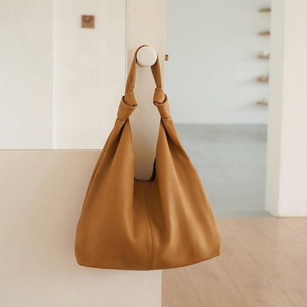 Bolso de hombro estilo hobo de piel auténtica suave y de gran tamaño de estilo coreano para mujer