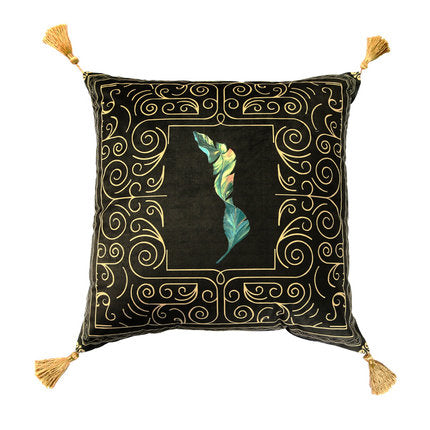 Rainforest Geometric Print Velvet Cushion Cover - Wnkrs