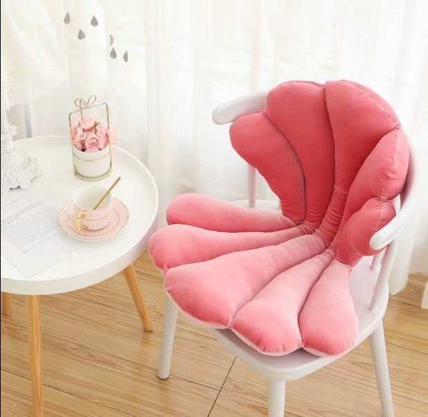 Luxurious Velvet Seal Shell Chair Cushion Unqiue Rose Seat Pillow Upscale Restaurant Chair Decor Girly Room Decorations - Wnkrs