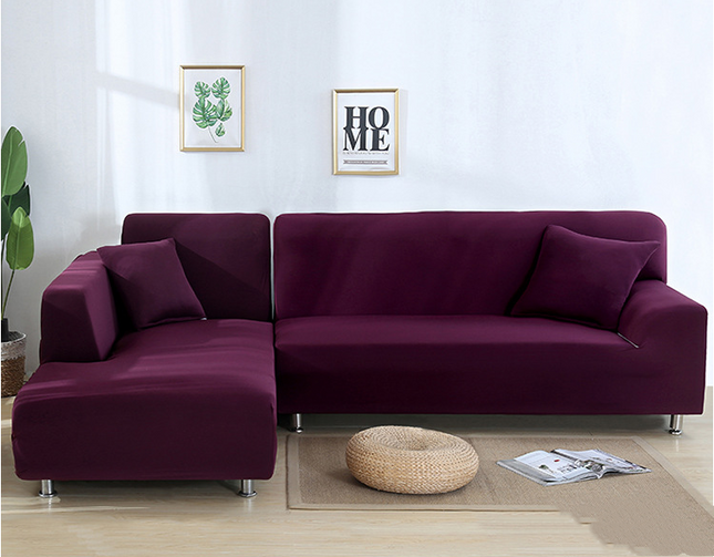 L-Shaped Sofa Solid Color High Elastic All-Inclusive Sofa Cover - Wnkrs