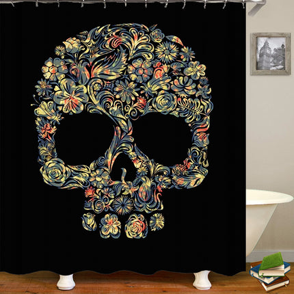 Skull Pattern Waterproof Shower Curtain Art Halloween Decoration Bathroom Curtain - Wnkrs