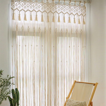 Perforated Nordic Woven Shading Light Tassel Partition Curtain Sliding Curtain - Wnkrs