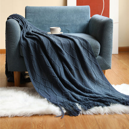 Pure Color Coral Fleece Knitted Sofa Blanket - Wnkrs