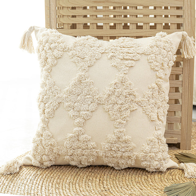 Home Furnishing Tufted Throw Pillow With Tassels Sofa Pillow Cushion - Wnkrs