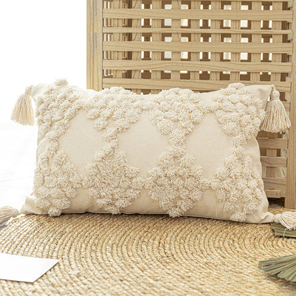 Home Furnishing Tufted Throw Pillow With Tassels Sofa Pillow Cushion - Wnkrs