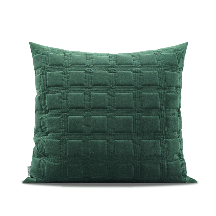Dark Green Geometric Quilted Three-dimensional New Chinese Pillow