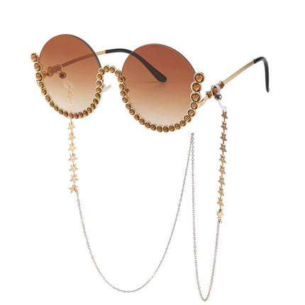 Gafas de sol con diamantes redondos y diamantes de imitación