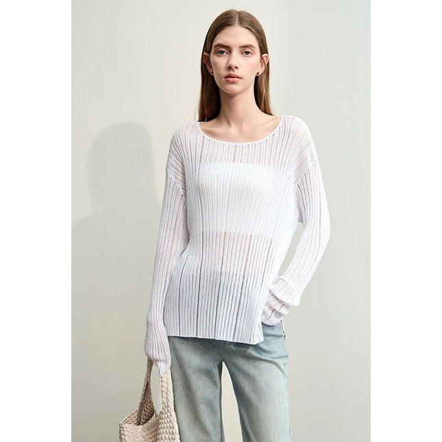 Spring Casual Hollow Out Knit Blouse