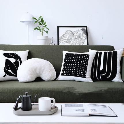 Modern Jane Wave Dot Geometric Black And White Cushion - Wnkrs