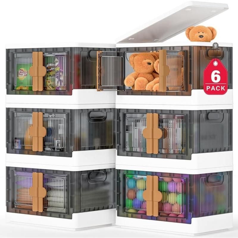 6 Pack Storage Bins with Lids and Wheels