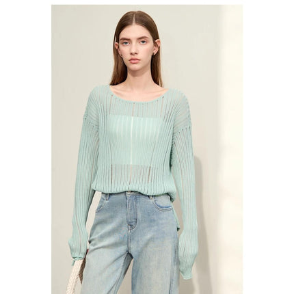 Spring Casual Hollow Out Knit Blouse - Wnkrs