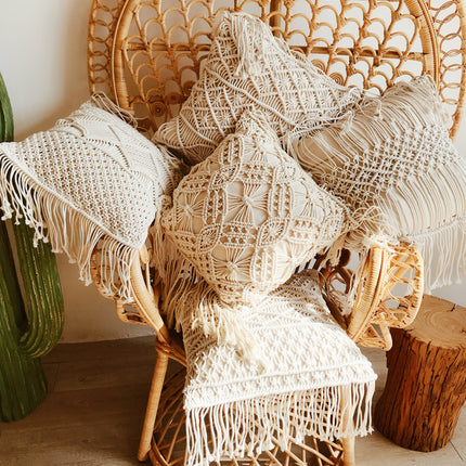 Hand-Woven Cotton Rope Tassel Cushion Pillowcase - Wnkrs