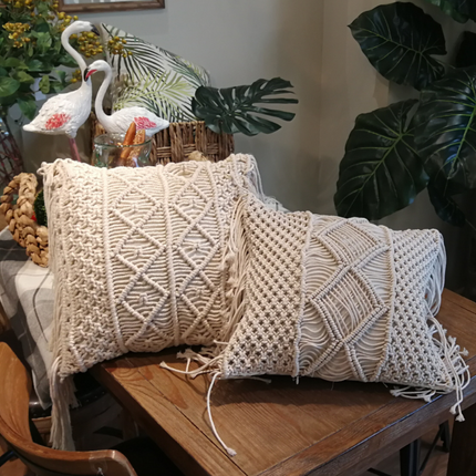 Bohemian Hand-woven Macrame Cotton Cushion Cover - Wnkrs