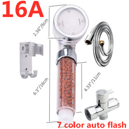 Color Changing LED Shower Head Temperature Sensor Handheld Mineral Anion Spa High Pressure Filter Shower Head - Wnkrs