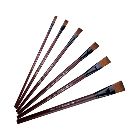 Juego de 6 pinceles para pintura al óleo con mango de madera