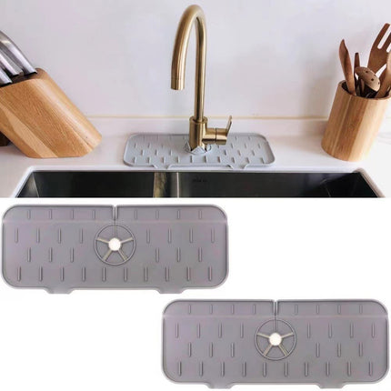 Kitchen Silicone  Faucet Absorbent Mat Sink Splash Guard Silicone Faucet Splash Catcher Countertop Protector For Bathroom Kitchen Gadgets - Wnkrs