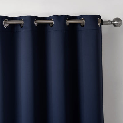 Dark Blue Bedroom Blackout Fabric Printed Curtains - Wnkrs