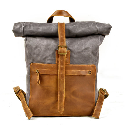 Nouveau sac à dos rétro simple en toile cirée pour hommes, cuir décontracté