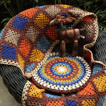 Pure hand crochet tapestry woolen blanket - Wnkrs