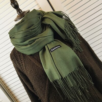Women's Cashmere Scarf with Tassel - Wnkrs