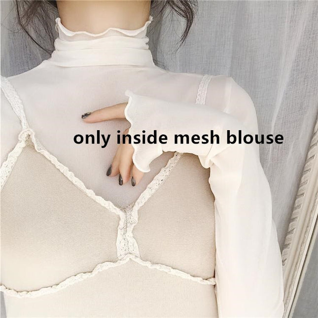 Women's Mesh Lace Blouse - Wnkrs