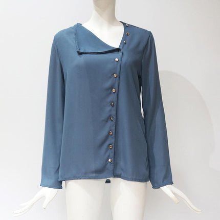 Women's Chiffon Blouse with Decorated Buttons - Wnkrs