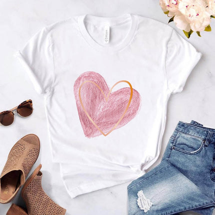 Heart Flower Printed T-Shirt for Women