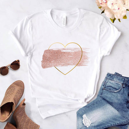 Heart Flower Printed T-Shirt for Women