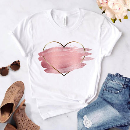 Heart Flower Printed T-Shirt for Women