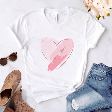 Heart Flower Printed T-Shirt for Women