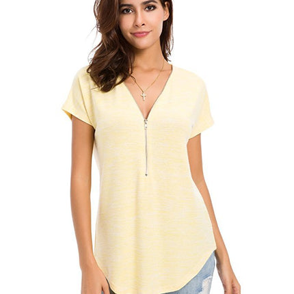 Colorful Cotton Women's T-Shirt with Zipper - Wnkrs