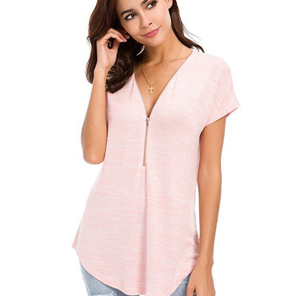 Colorful Cotton Women's T-Shirt with Zipper - Wnkrs