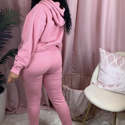 Women's Solid Color Hoodie and Joggers 2 Pcs Set - Wnkrs