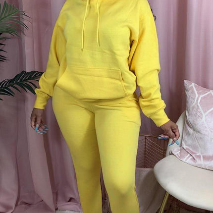 Women's Solid Color Hoodie and Joggers 2 Pcs Set - Wnkrs
