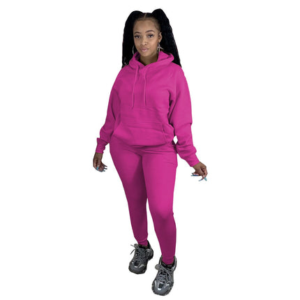 Women's Solid Color Hoodie and Joggers 2 Pcs Set - Wnkrs