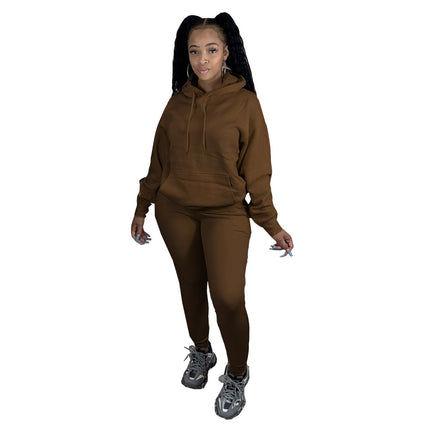 Women's Solid Color Hoodie and Joggers 2 Pcs Set - Wnkrs