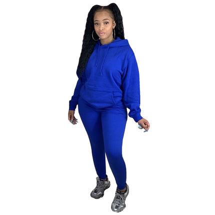 Women's Solid Color Hoodie and Joggers 2 Pcs Set - Wnkrs