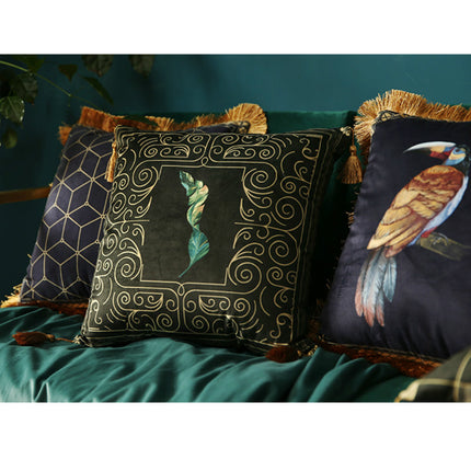 Rainforest Geometric Print Velvet Cushion Cover - Wnkrs