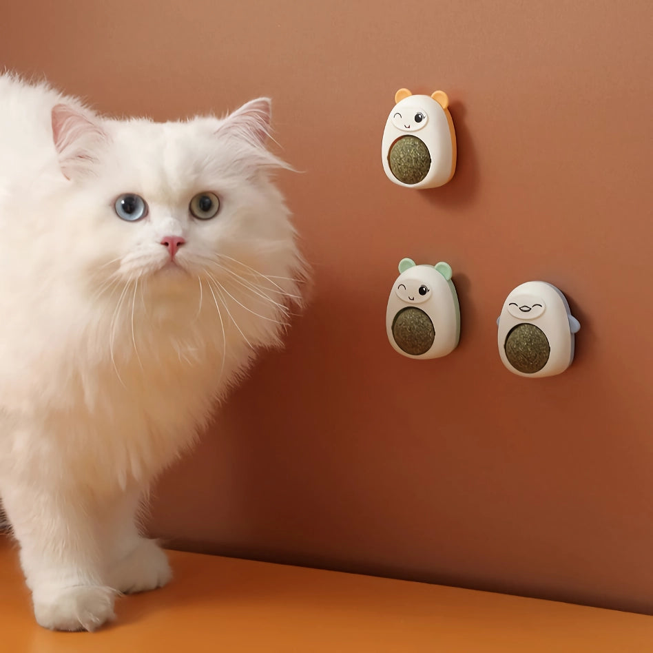 Natural Catnip Wall Stick-on Ball Toy for Cats