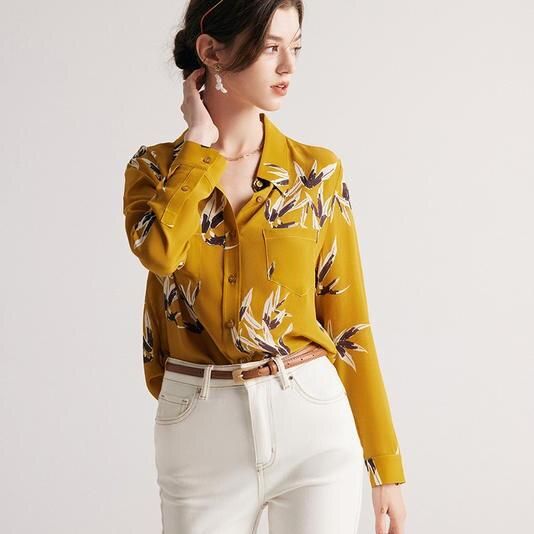 Luxury Mulberry Silk Printed Blouse with Pockets - Wnkrs