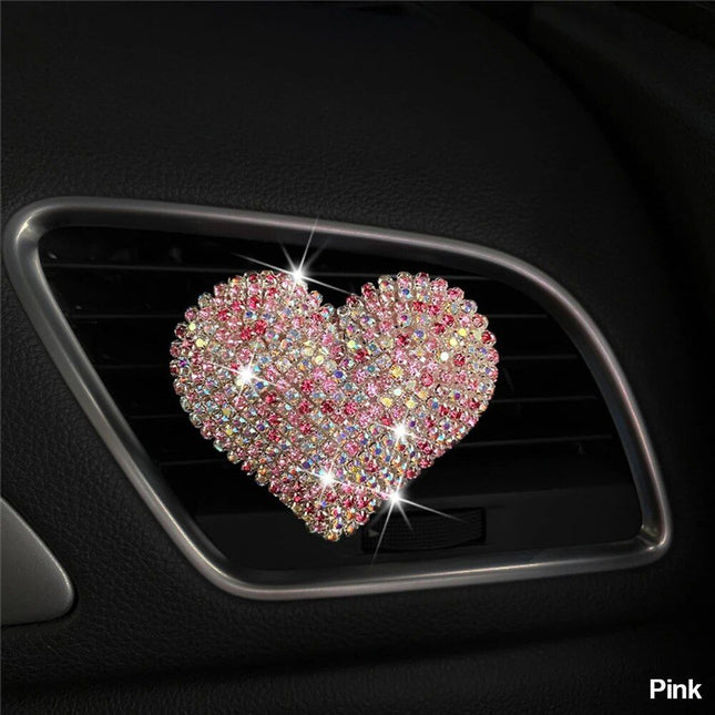 Luxurious Heart-Shaped Diamond Car Perfume Clip - Wnkrs